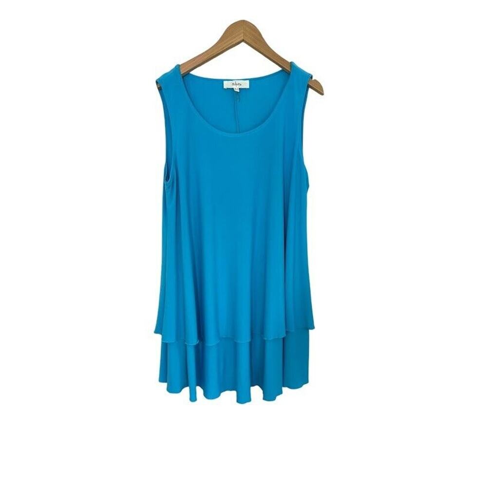 Colletta Tunic Blue Sleeveless Top Size 8‎ Travel Packable Cruise Flowy Layer